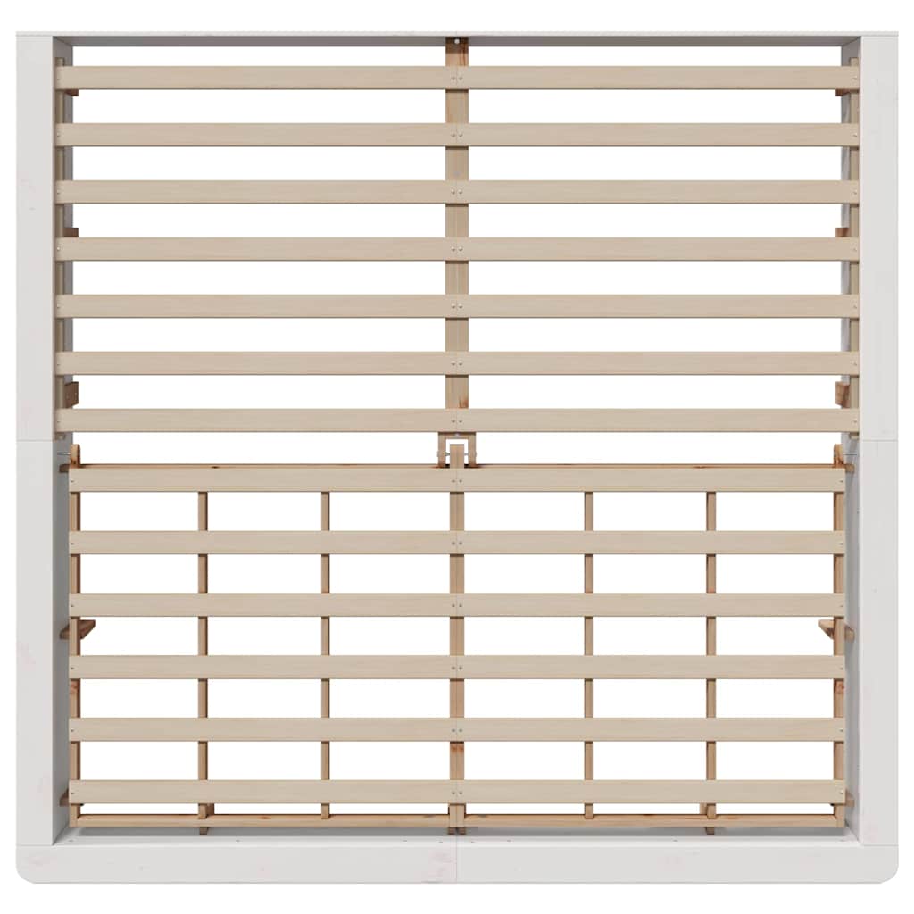 Bed Frame White 200 x 200 cm Solid Pine Wood