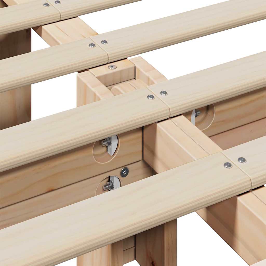 Bed Frame Wax Brown 200 x 200 cm Solid Pine Wood