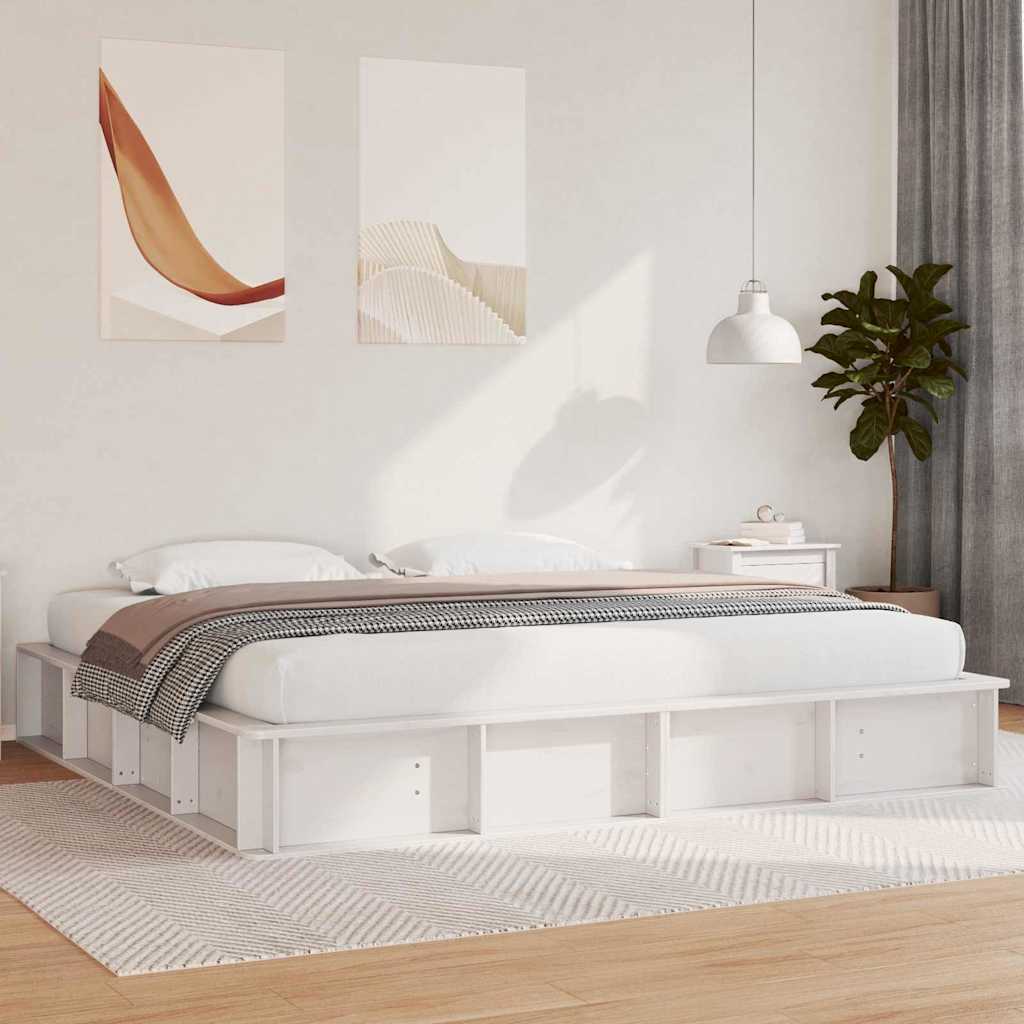 Bed Frame White 180 x 200 cm Solid Pine Wood