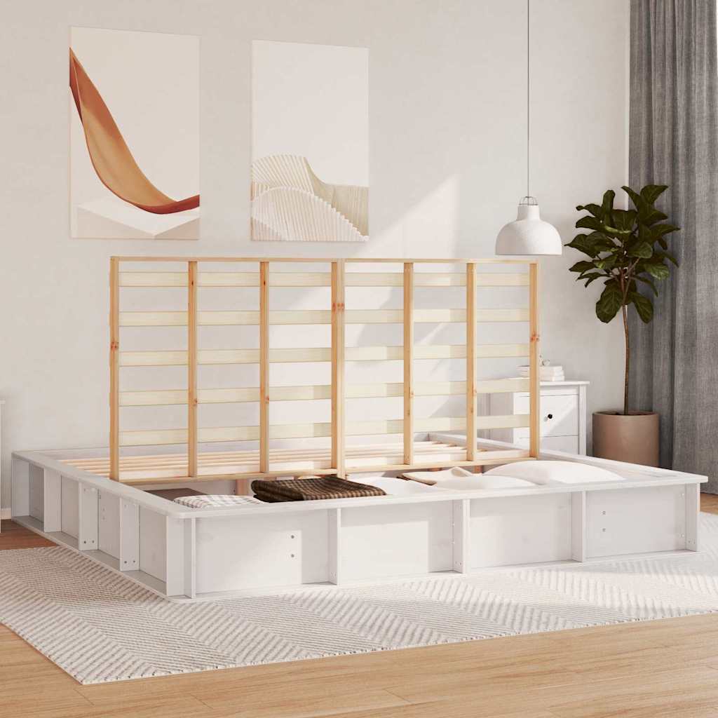 Bed Frame White 180 x 200 cm Solid Pine Wood