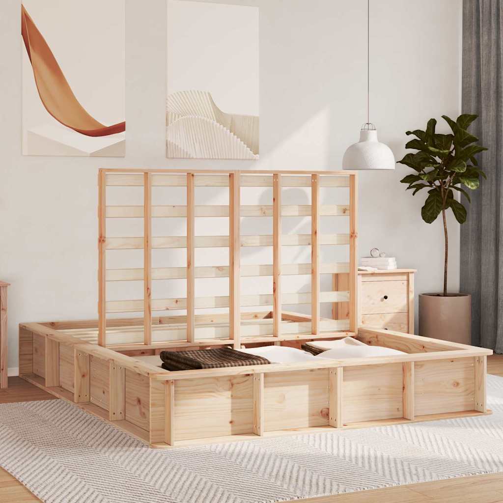 Bed Frame Brown 150 x 200 cm Solid Pine Wood