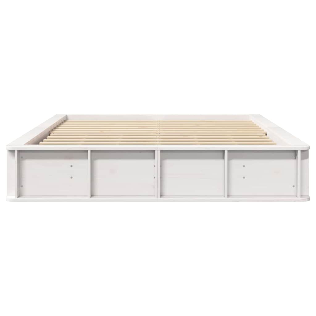 Bed Frame White 150 x 200 cm Solid Pine Wood