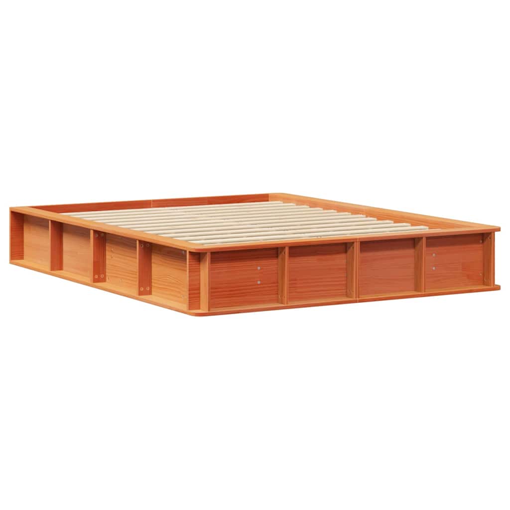 Bed Frame Wax Brown 150 x 200 cm Solid Pine Wood