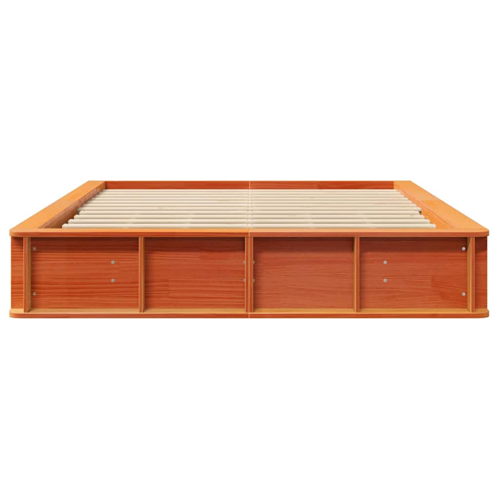 Bed Frame Wax Brown 150 x 200 cm Solid Pine Wood