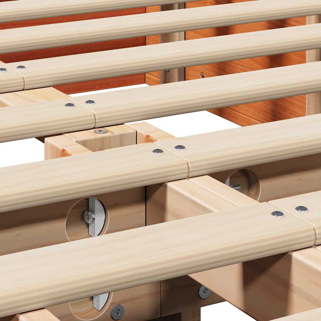 Bed Frame Wax Brown 140 x 200 cm Solid Pine Wood
