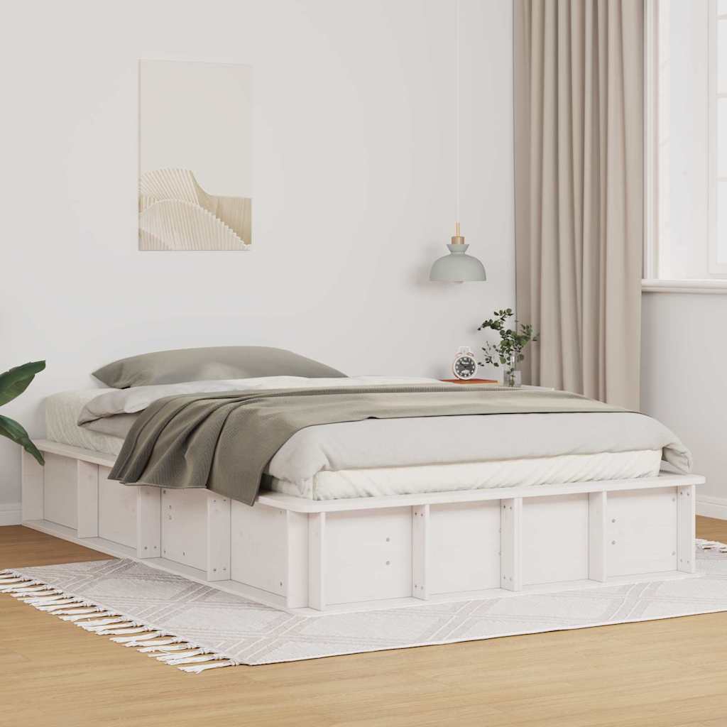 Bed Frame White 120 x 200 cm Solid Pine Wood