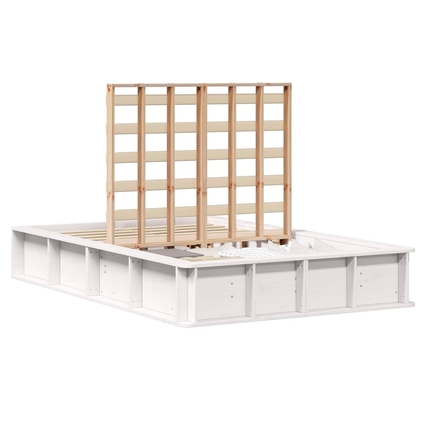 Bed Frame White 120 x 200 cm Solid Pine Wood