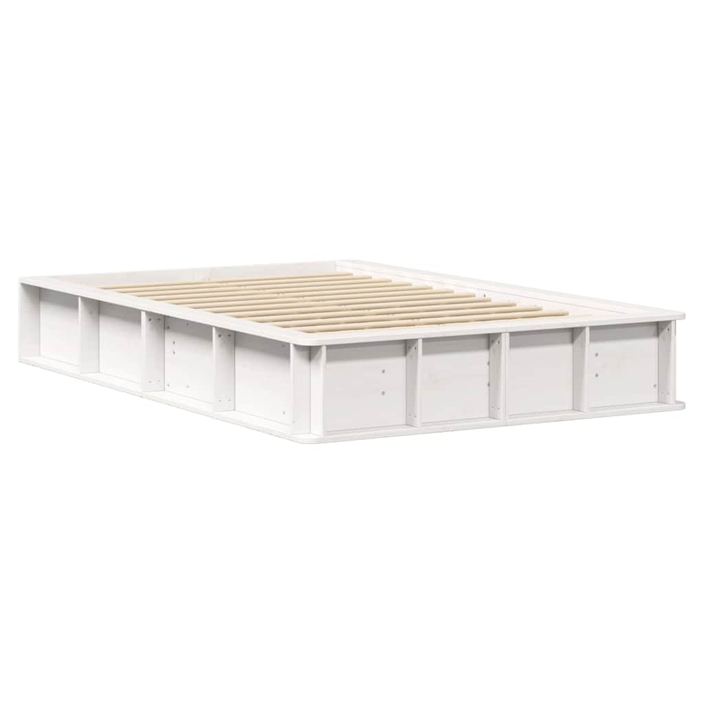 Bed Frame White 120 x 200 cm Solid Pine Wood