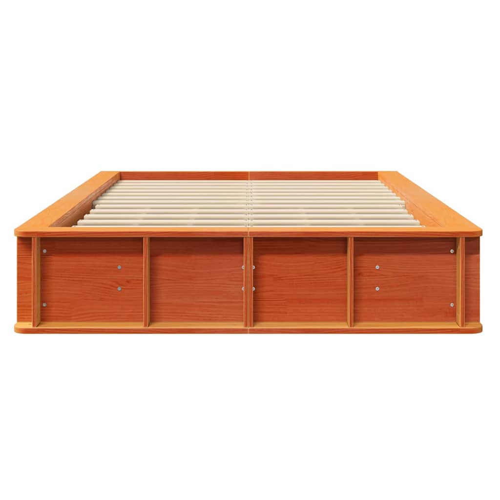 Bed Frame Wax Brown 120 x 200 cm Solid Pine Wood