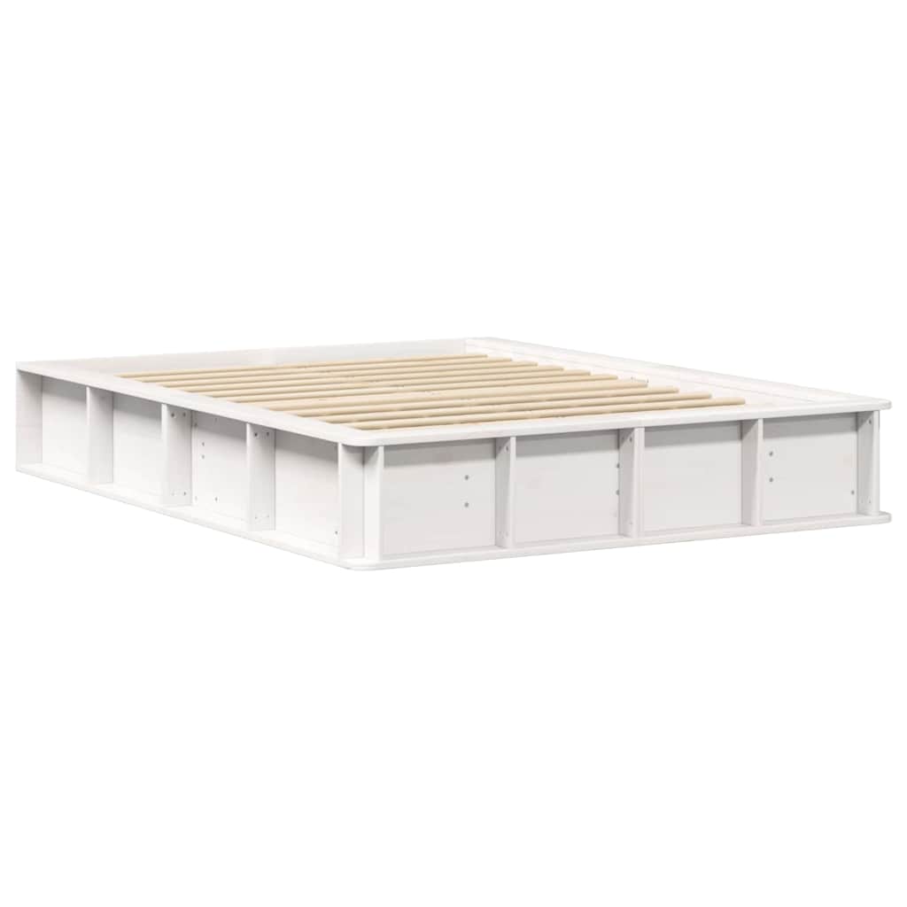 Bed Frame White 140 x 190 cm Solid Pine Wood