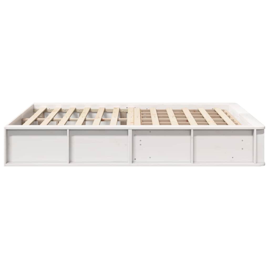Bed Frame White 140 x 190 cm Solid Pine Wood
