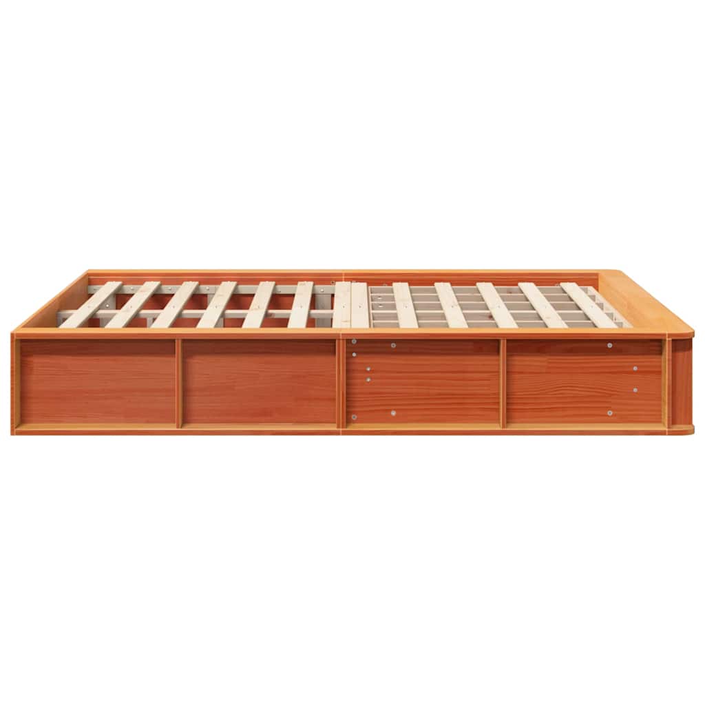 Bed Frame Wax Brown 140 x 190 cm Solid Pine Wood