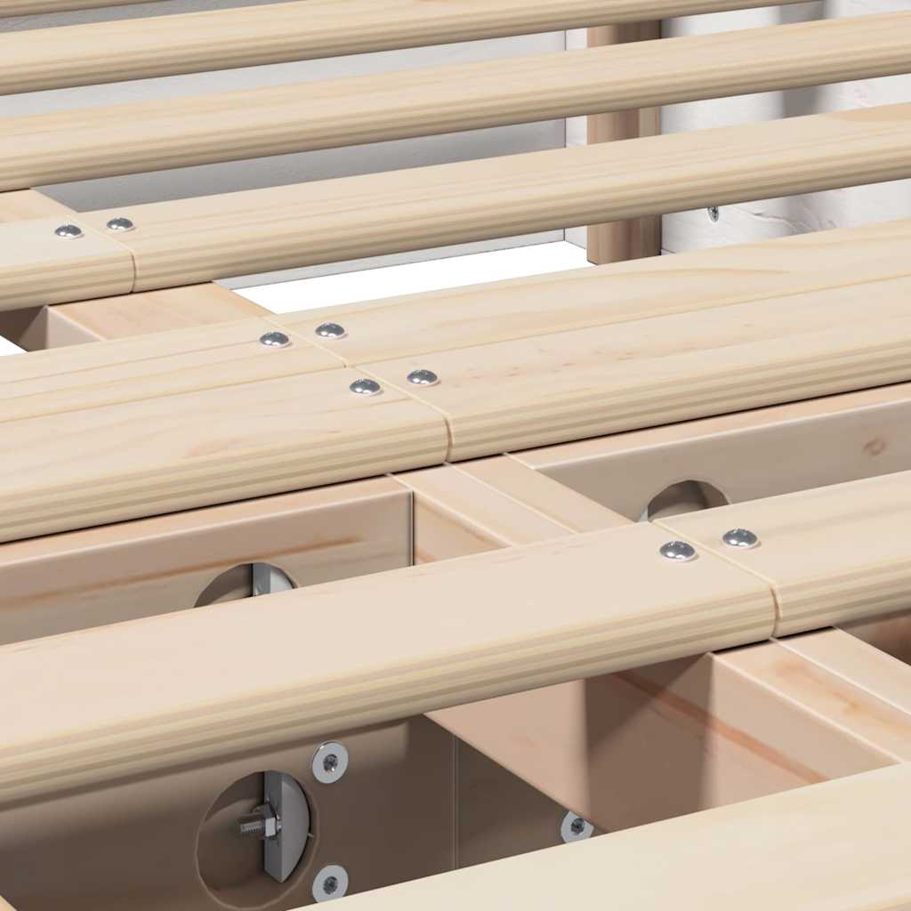 Bed Frame White 135 x 190 cm Solid Pine Wood