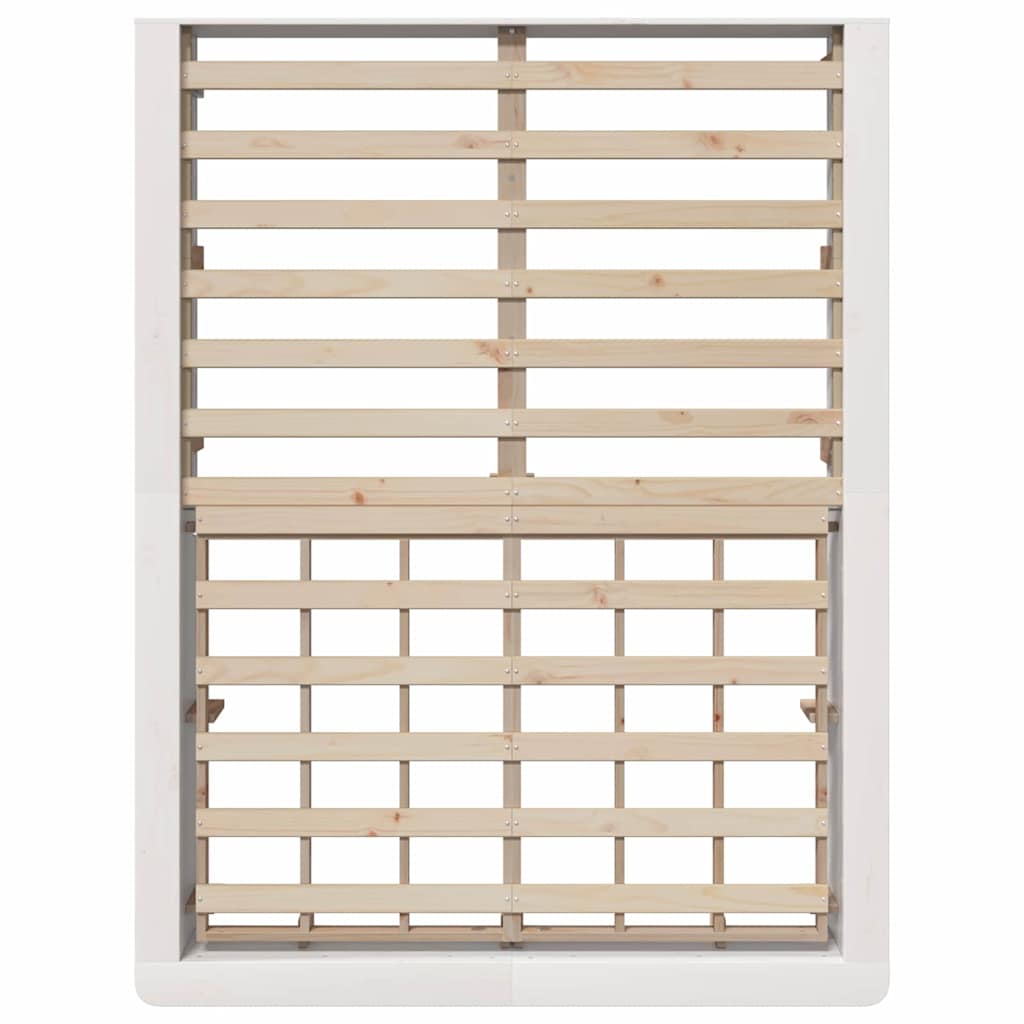 Bed Frame White 135 x 190 cm Solid Pine Wood