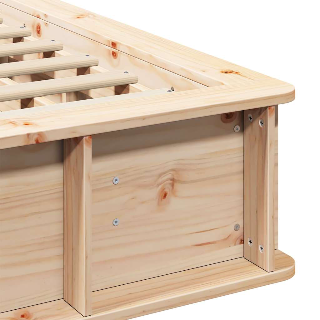 Bed Frame Brown 120 x 190 cm Solid Pine Wood