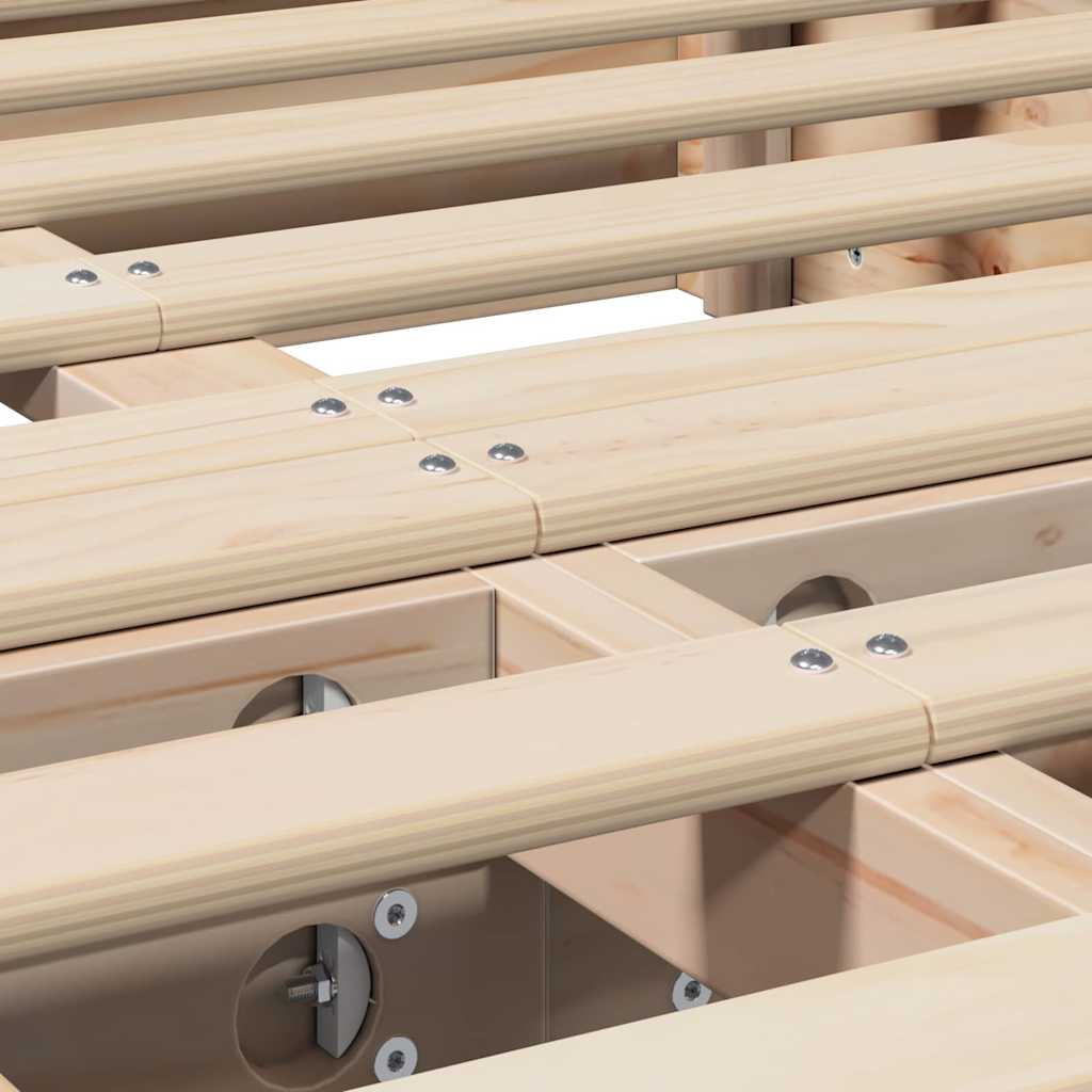 Bed Frame Brown 120 x 190 cm Solid Pine Wood