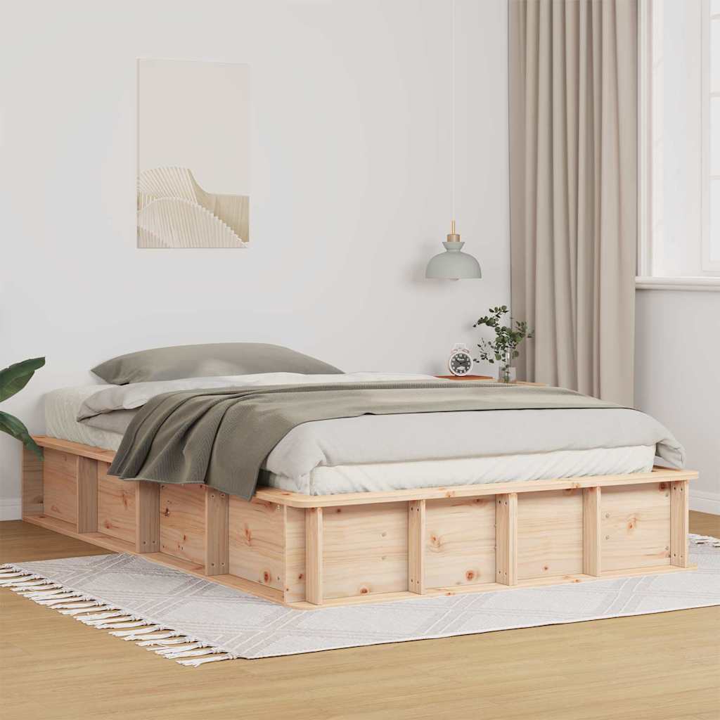 Bed Frame Brown 120 x 190 cm Solid Pine Wood