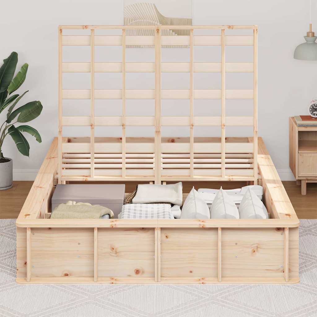 Bed Frame Brown 120 x 190 cm Solid Pine Wood