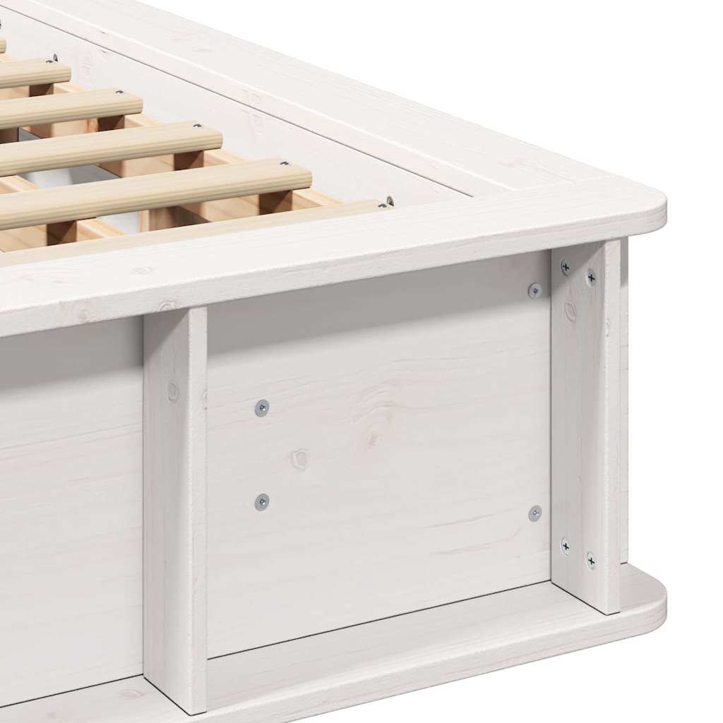 Bed Frame White 120 x 190 cm Solid Pine Wood