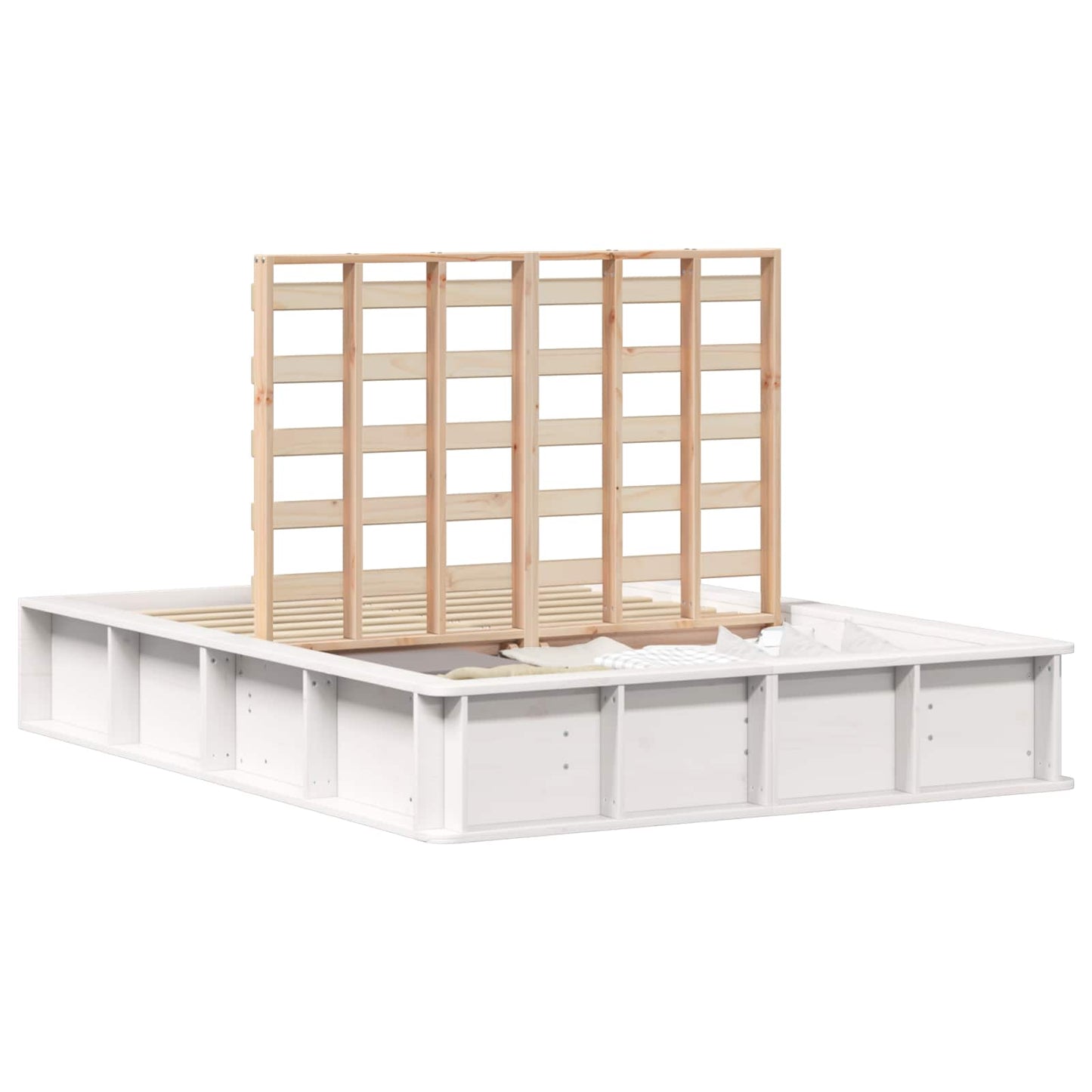 Bed Frame White 120 x 190 cm Solid Pine Wood