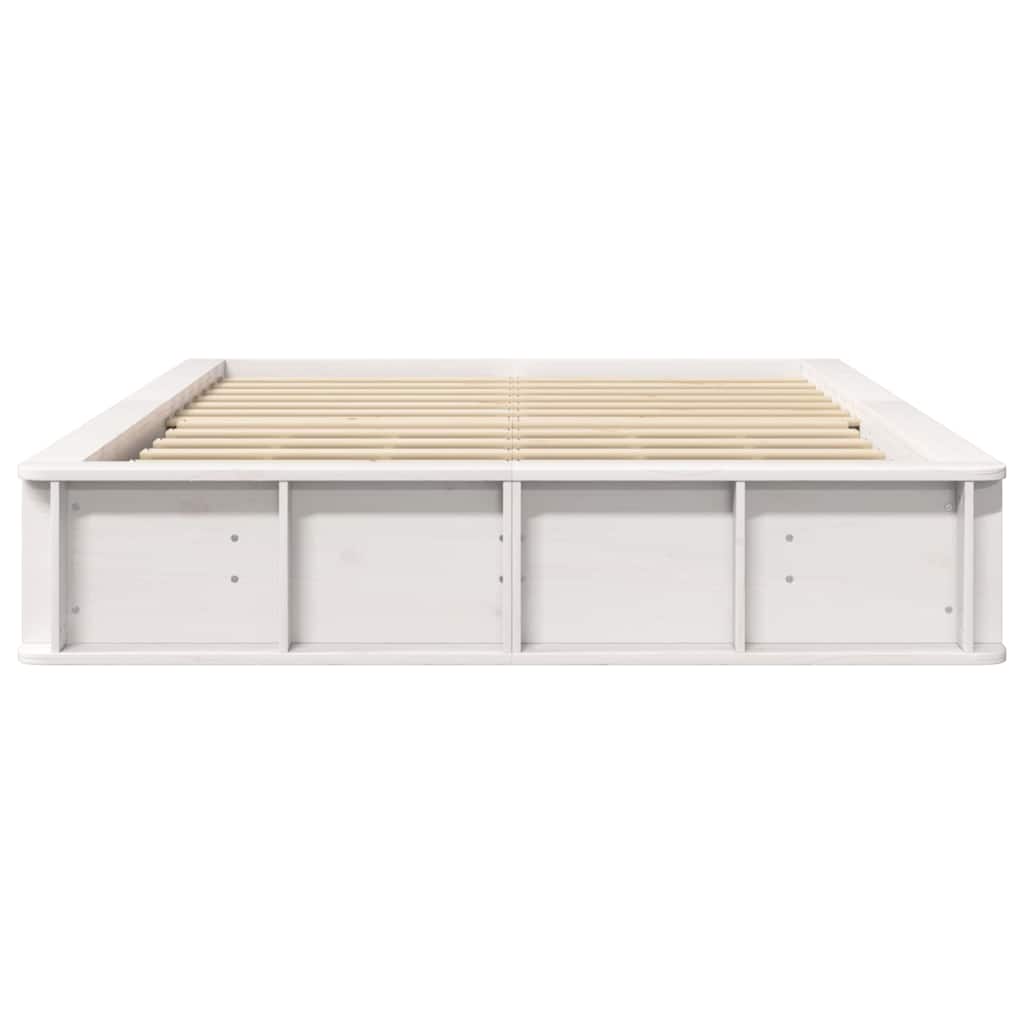 Bed Frame White 120 x 190 cm Solid Pine Wood