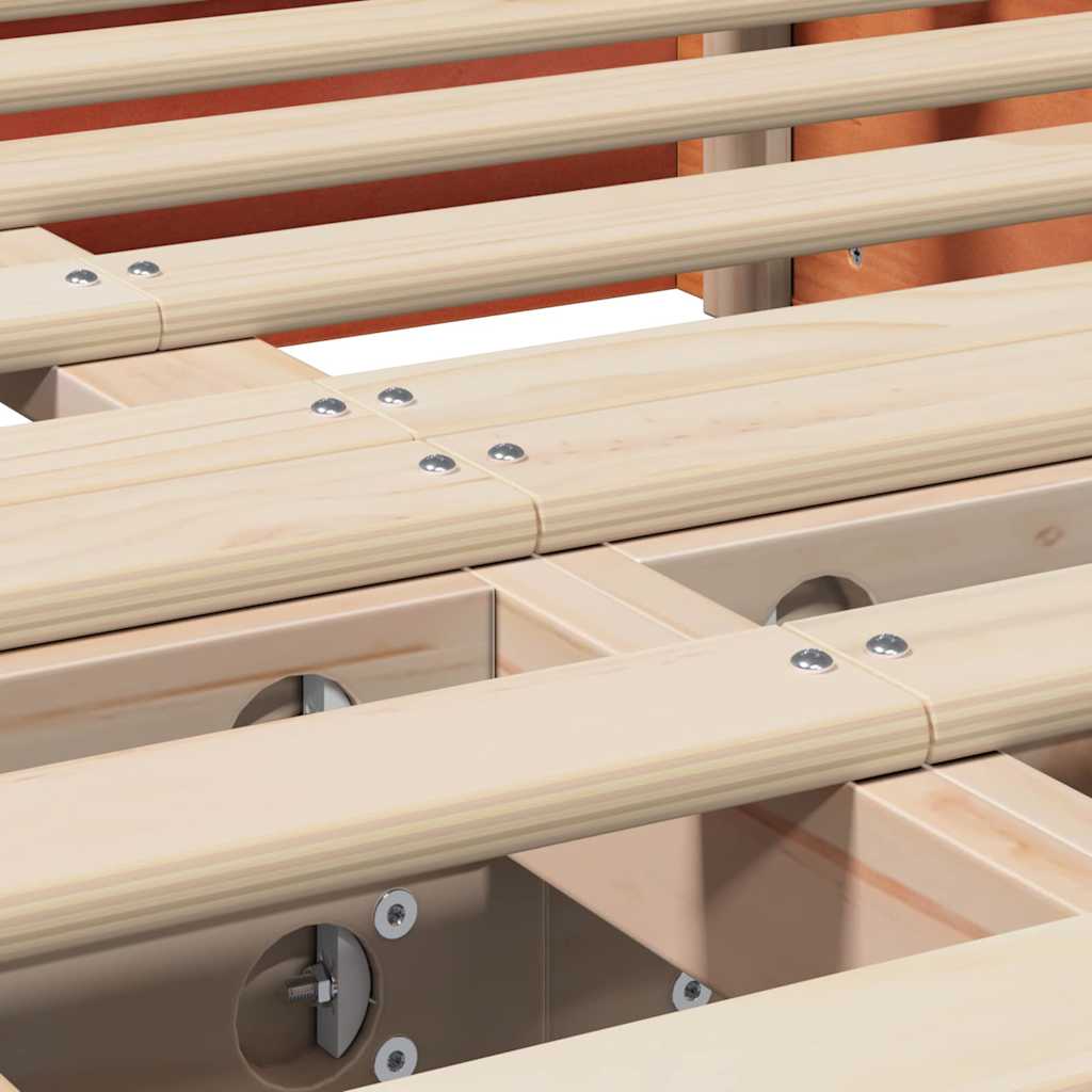 Bed Frame Wax Brown 120 x 190 cm Solid Pine Wood