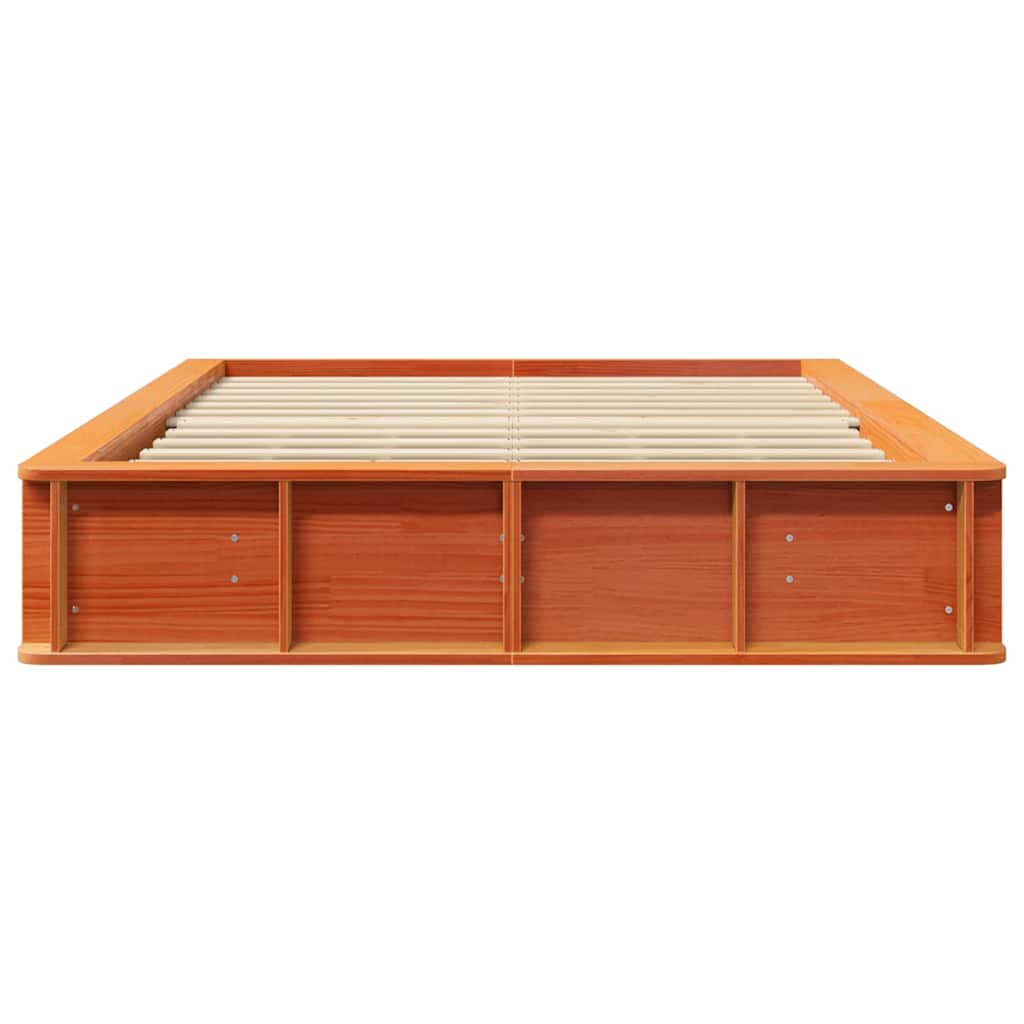 Bed Frame Wax Brown 120 x 190 cm Solid Pine Wood