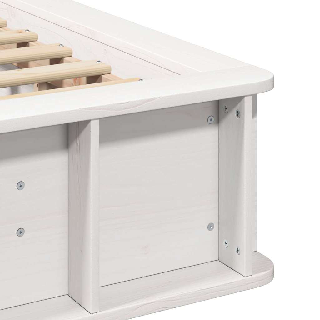 Bed Frame White 100 x 200 cm Solid Pine Wood