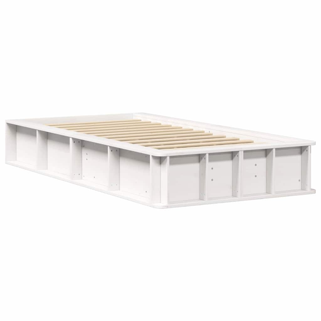Bed Frame White 100 x 200 cm Solid Pine Wood