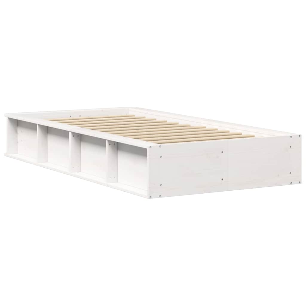 Bed Frame White 100 x 200 cm Solid Pine Wood
