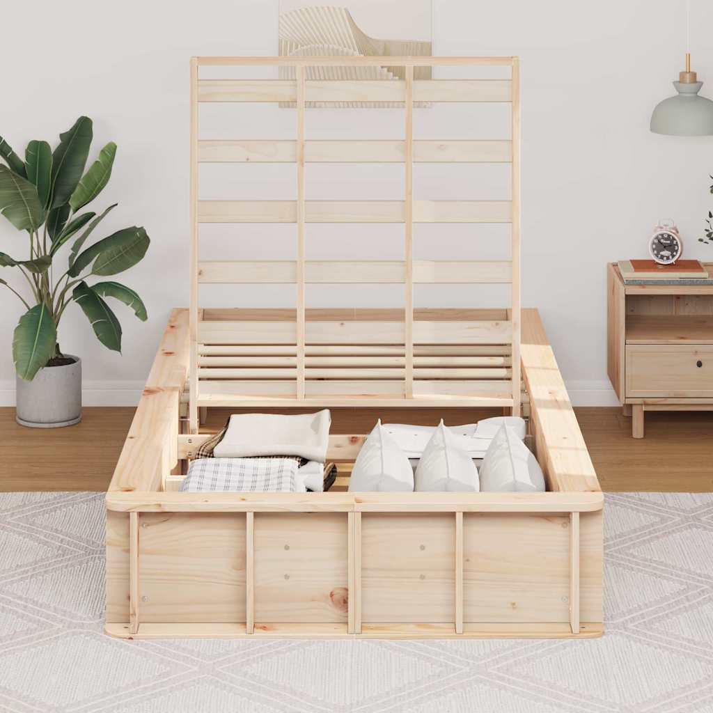Bed Frame Brown 90 x 200 cm Solid Pine Wood
