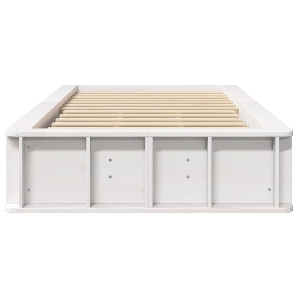 Bed Frame White 90 x 200 cm Solid Pine Wood
