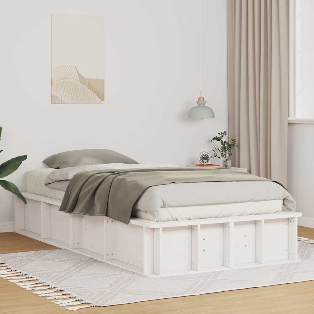 Bed Frame White 90 x 190 cm Solid Pine Wood