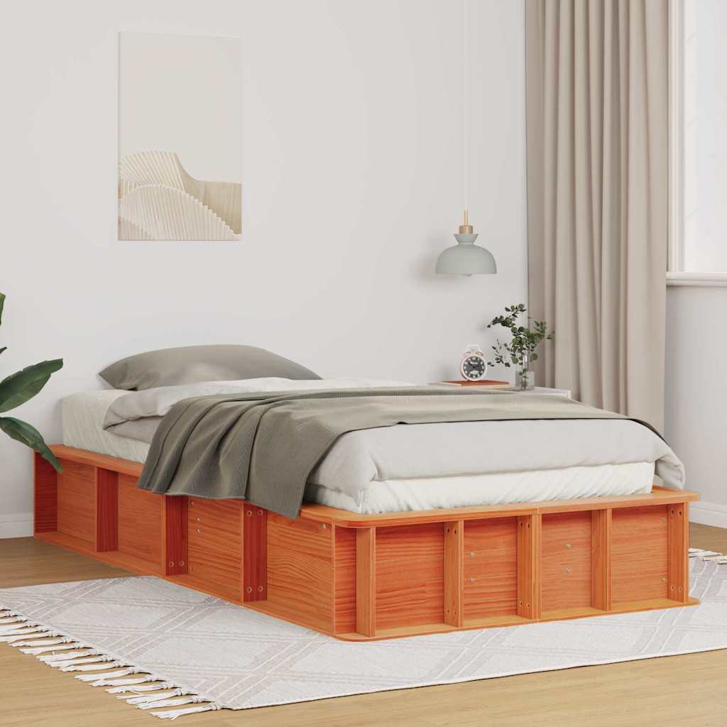 Bed Frame Wax Brown 90 x 190 cm Solid Pine Wood