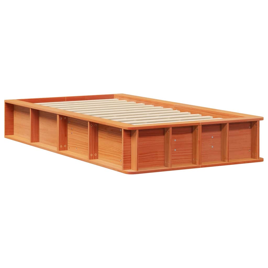 Bed Frame Wax Brown 90 x 190 cm Solid Pine Wood