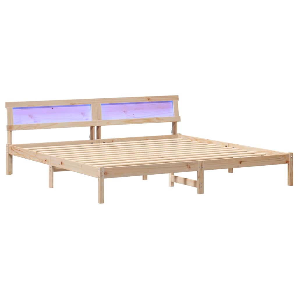 Bed Frame with Headboard Brown 200 x 200 cm Solid pine wood