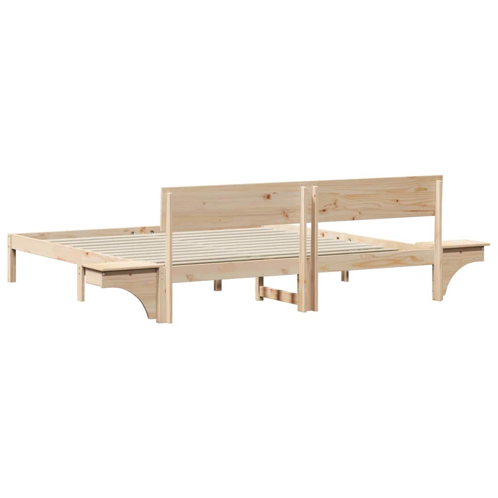 Bed Frame with Headboard Brown 200 x 200 cm Solid Pine Wood