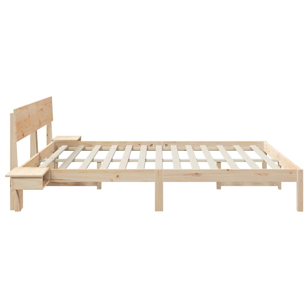 Bed Frame with Headboard Brown 200 x 200 cm Solid Pine Wood