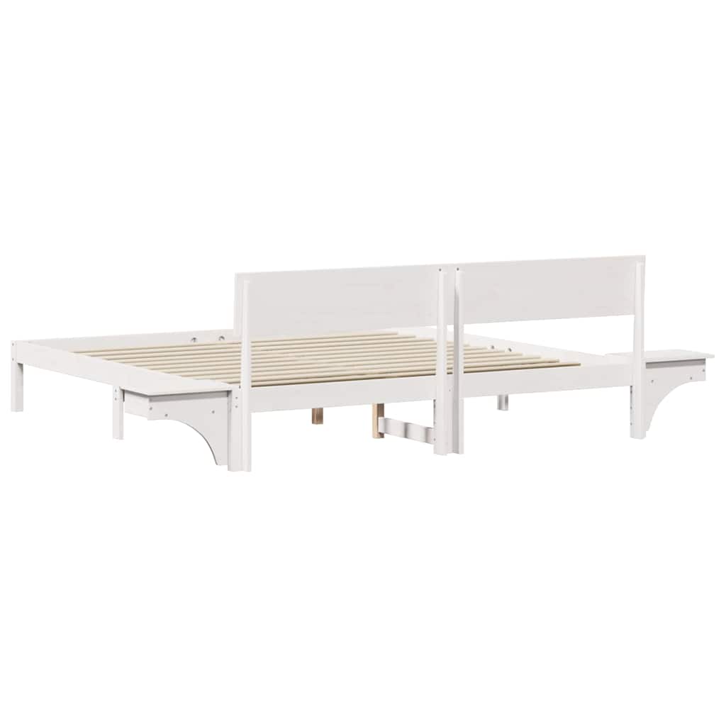 Bed Frame with Headboard White 200 x 200 cm Solid Pine Wood