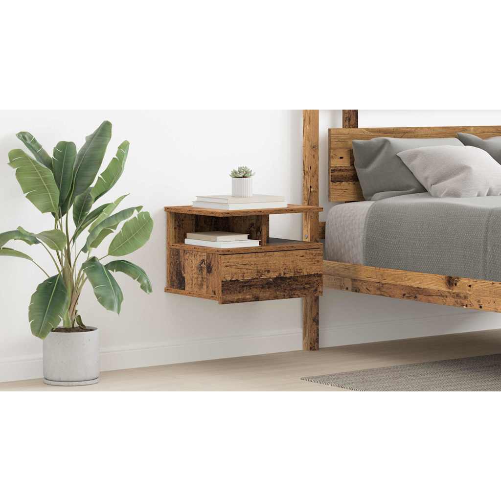 Floating Nightstand Old Wood 40 x 31 x 28 cm Engineered Wood