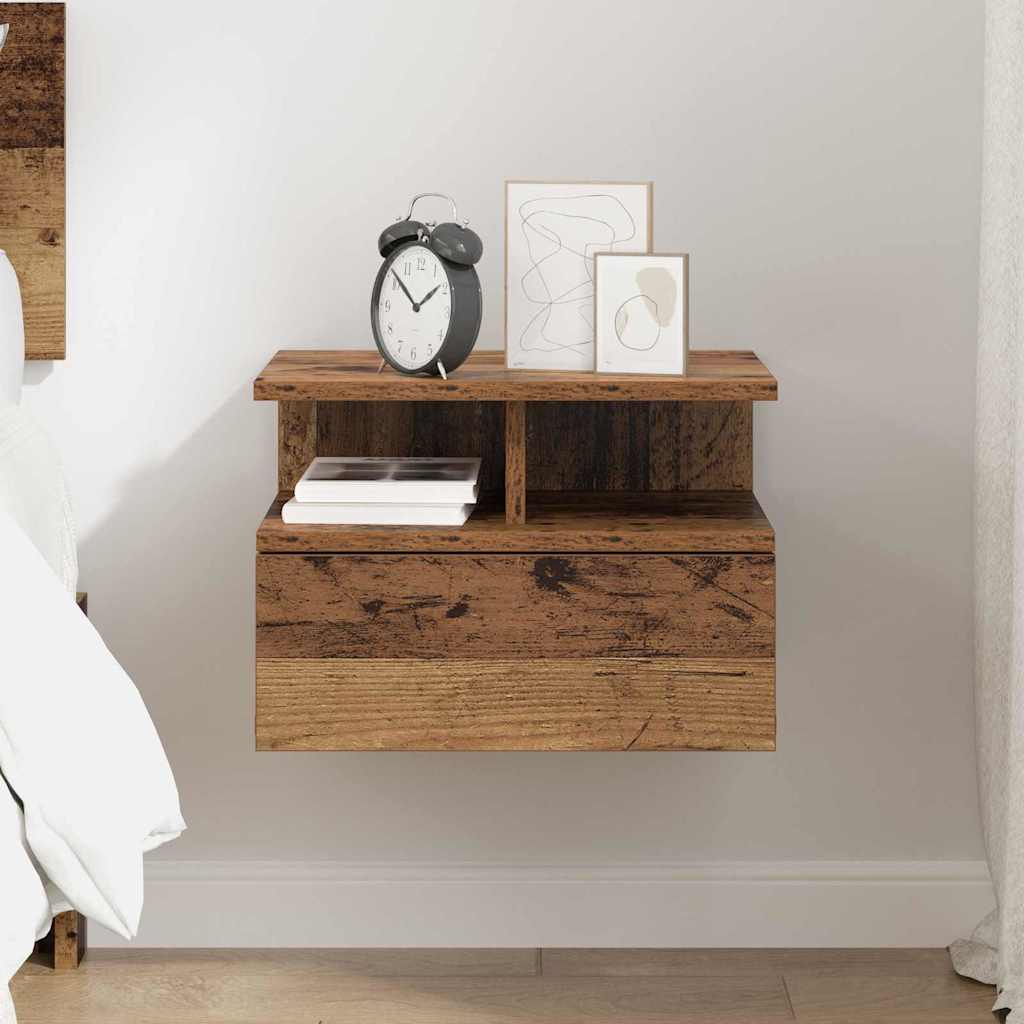 Floating Nightstand Old Wood 40 x 31 x 28 cm Engineered Wood