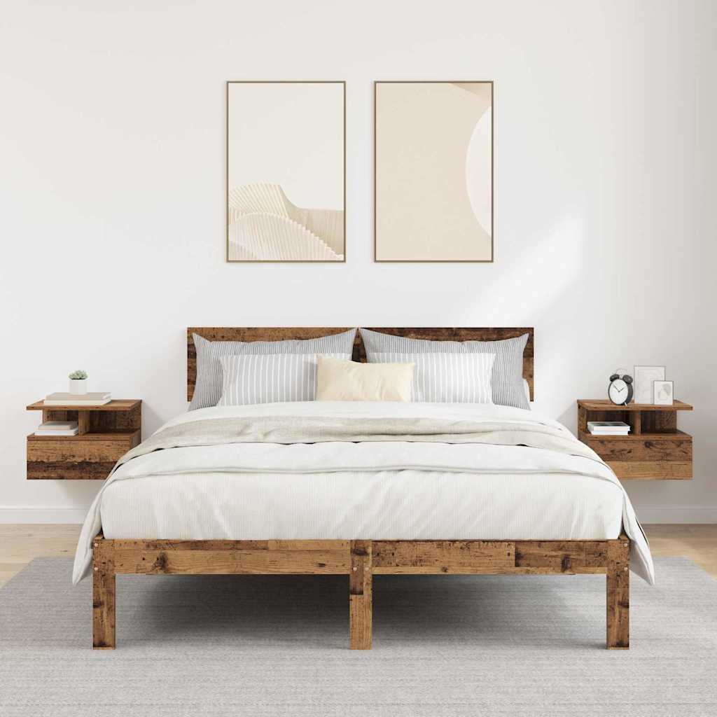Floating Nightstand with Drawer 2 pcs Old Wood 40 x 31 x 28 cm