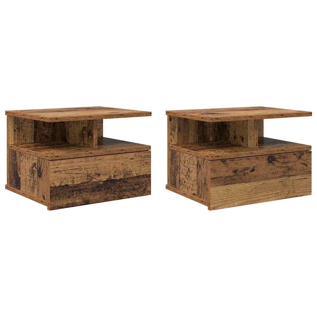 Floating Nightstand with Drawer 2 pcs Old Wood 40 x 31 x 28 cm