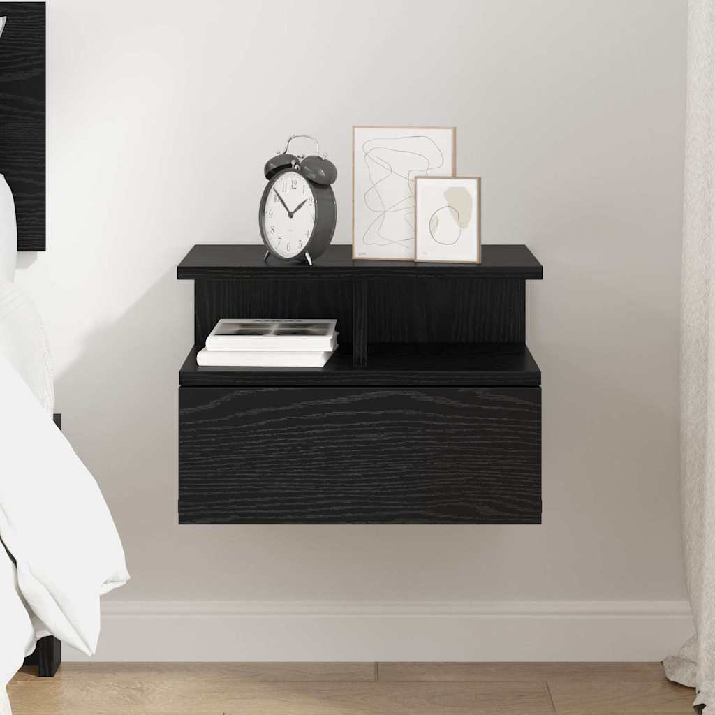 Floating Nightstand Black Oak 40 x 31 x 28 cm Engineered Wood
