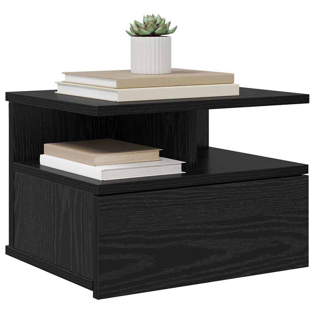 Floating Nightstand Black Oak 40 x 31 x 28 cm Engineered Wood