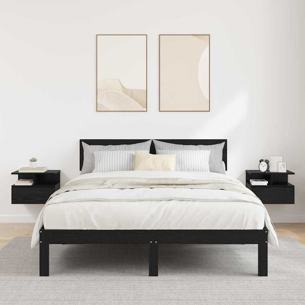 Floating Nightstand 2 pcs Black Oak 40 x 31 x 28 cm