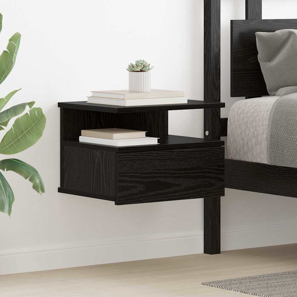 Floating Nightstand 2 pcs Black Oak 40 x 31 x 28 cm