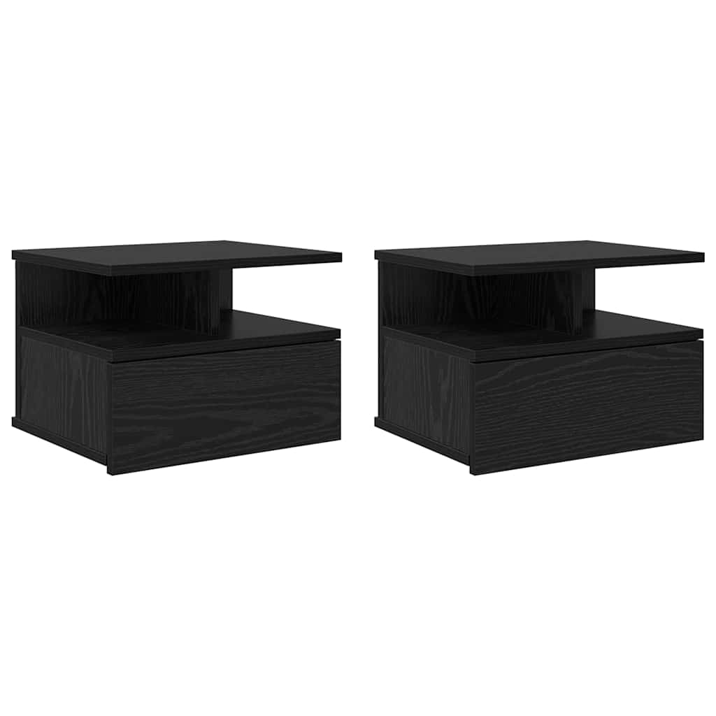 Floating Nightstand 2 pcs Black Oak 40 x 31 x 28 cm