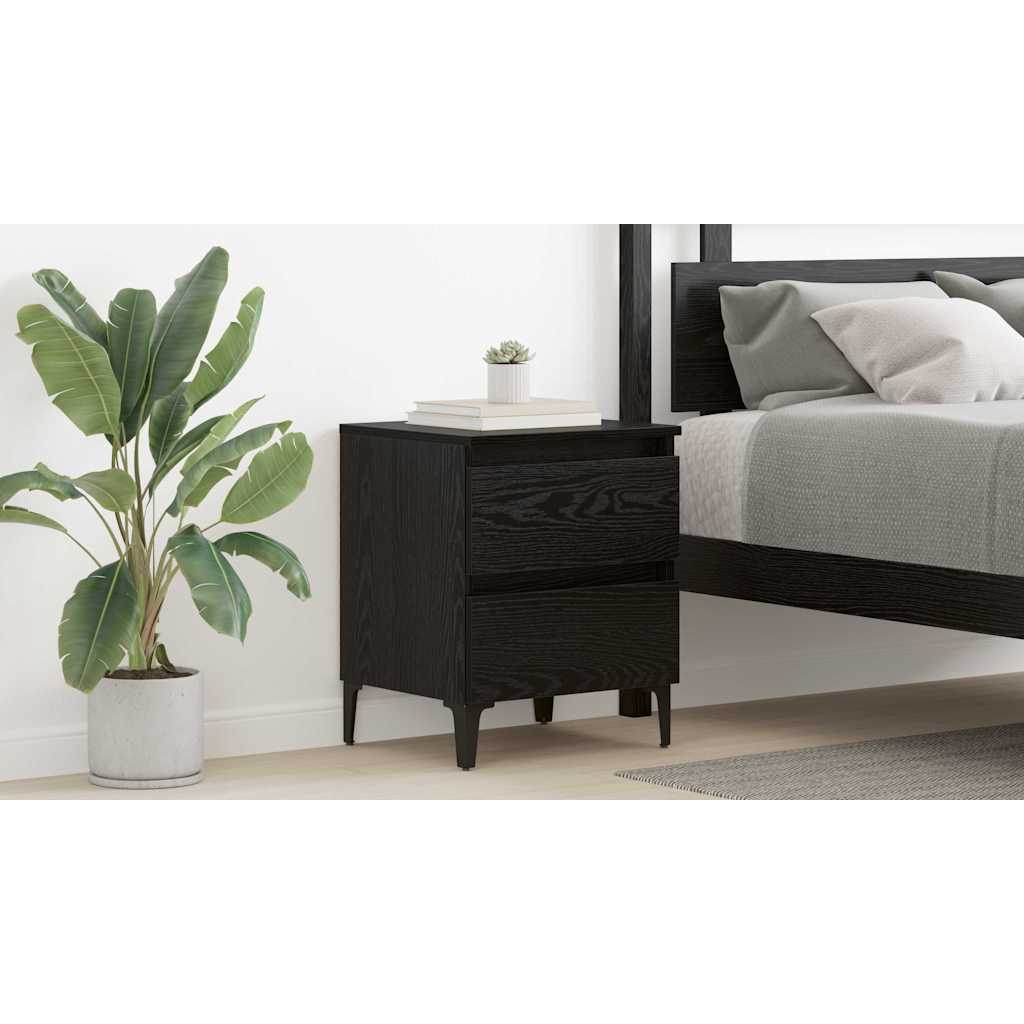Bedside Cabinet Black oak 40 x 35 x 50 cm Engineered wood