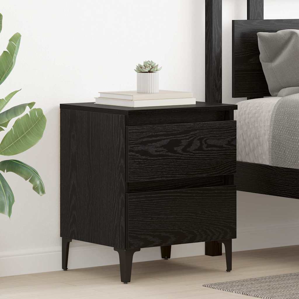Bedside Cabinet 2 pcs Black Oak 40 x 35 x 50 cm Engineered Wood